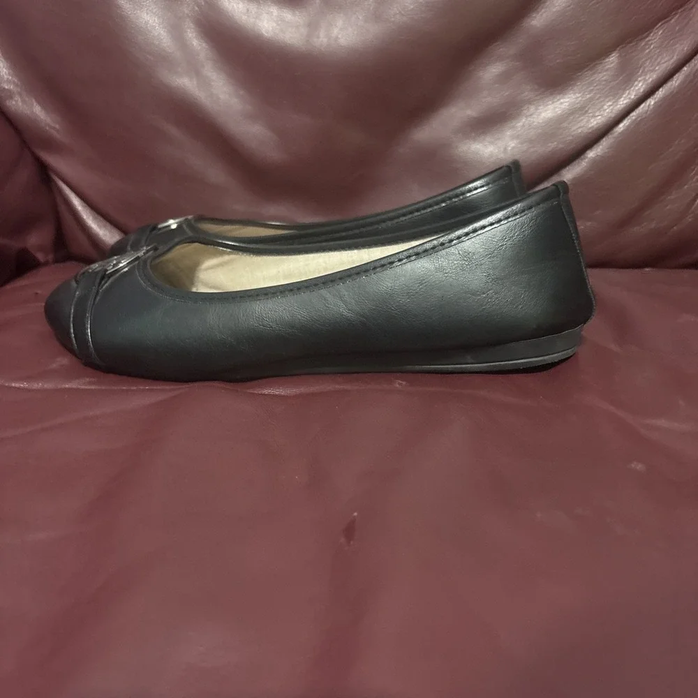 Harborsides Memory Foam Wide‎ Flats Size 9w Black Leather Slip On